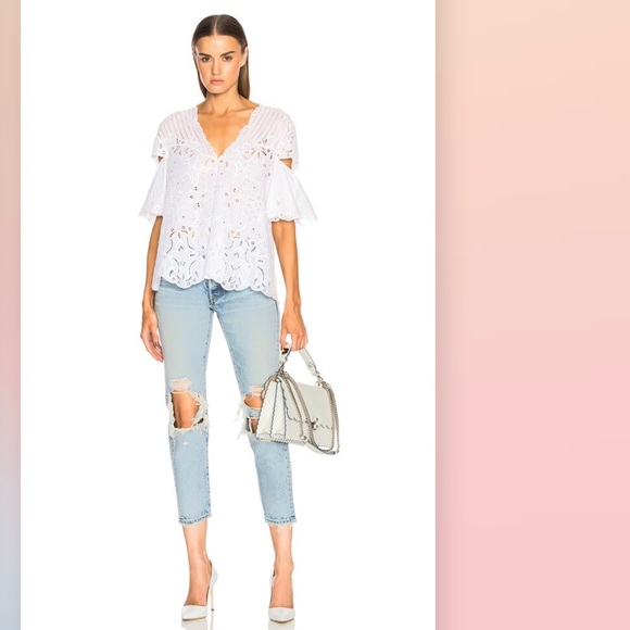 JONATHAN SIMKHAI V-Neck Scallop Cutout Embroidery Top - Picture 11 of 16